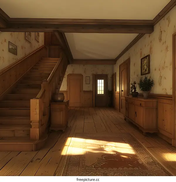 Staircase in a traditional wooden house