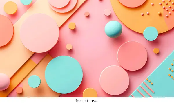 Abstract Geometric Shapes Background With Pastel Colors