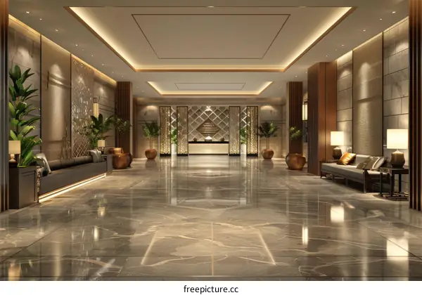 Modern Chinese-Style Hotel Lobby Interior Design