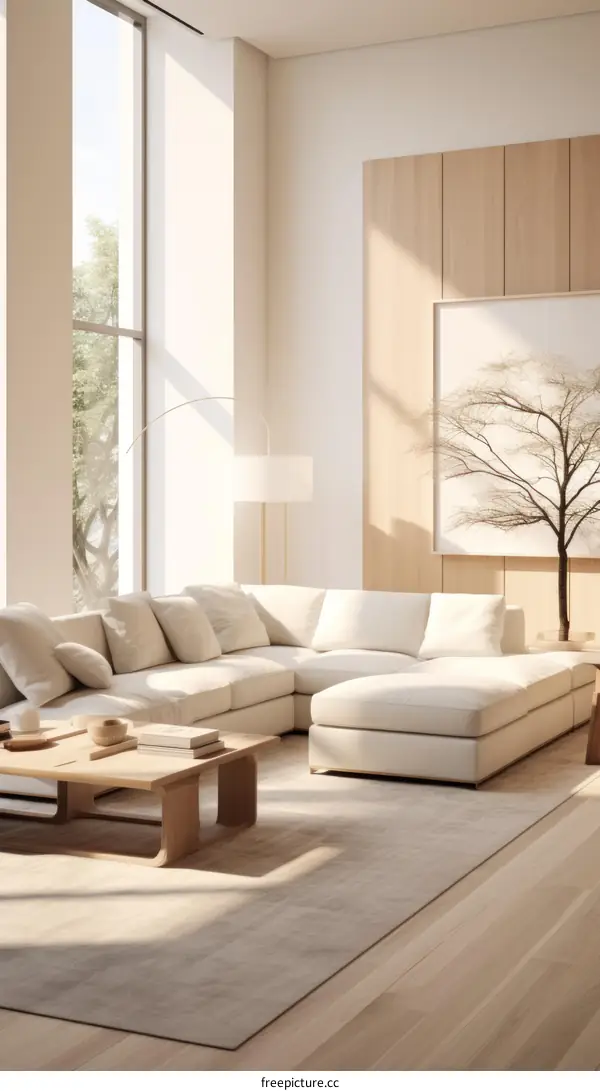 Minimalist Living Room with Large Windows and Natural Light