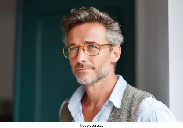 Portrait of a Thoughtful Gray-Haired Man