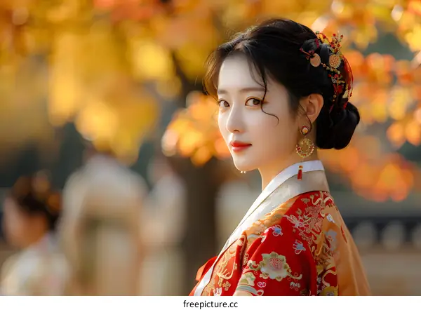 Portrait of a young woman in traditional Chinese clothing