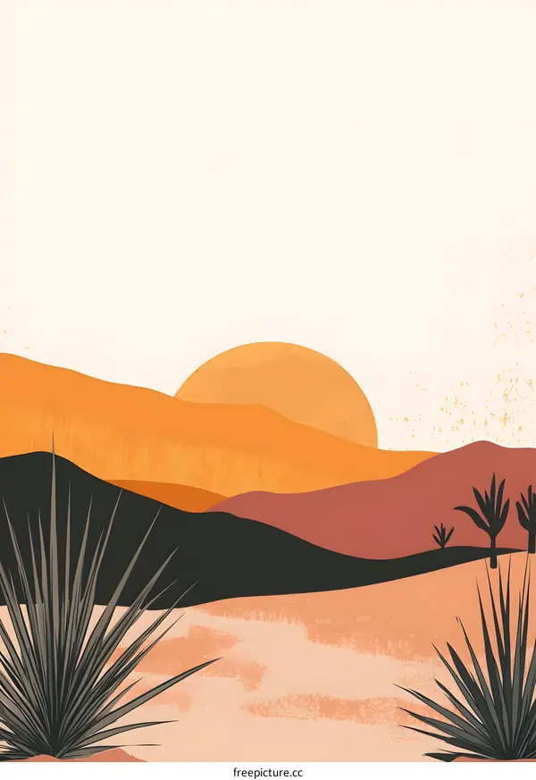Desert Landscape Minimalist Sunset Art Print