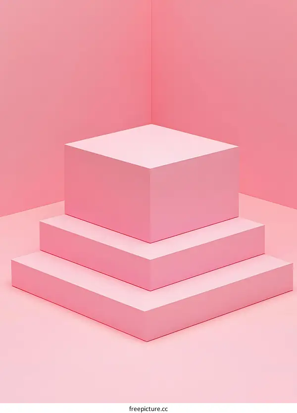 Three Pink Square Platforms Against a Pink Background