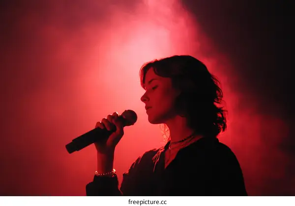 Female Singer Silhouette Performing on Stage