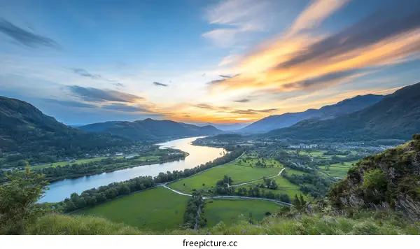 Stunning Sunset Over Valley Landscape