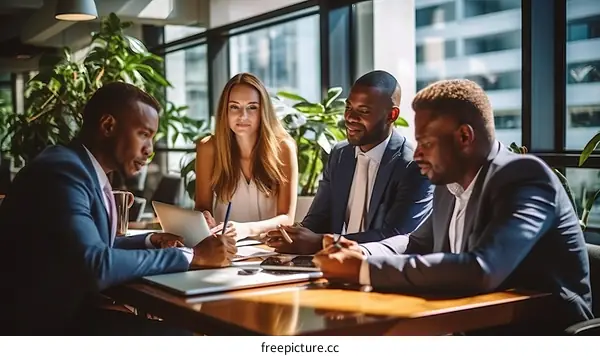 Business professionals having a meeting in a modern office space