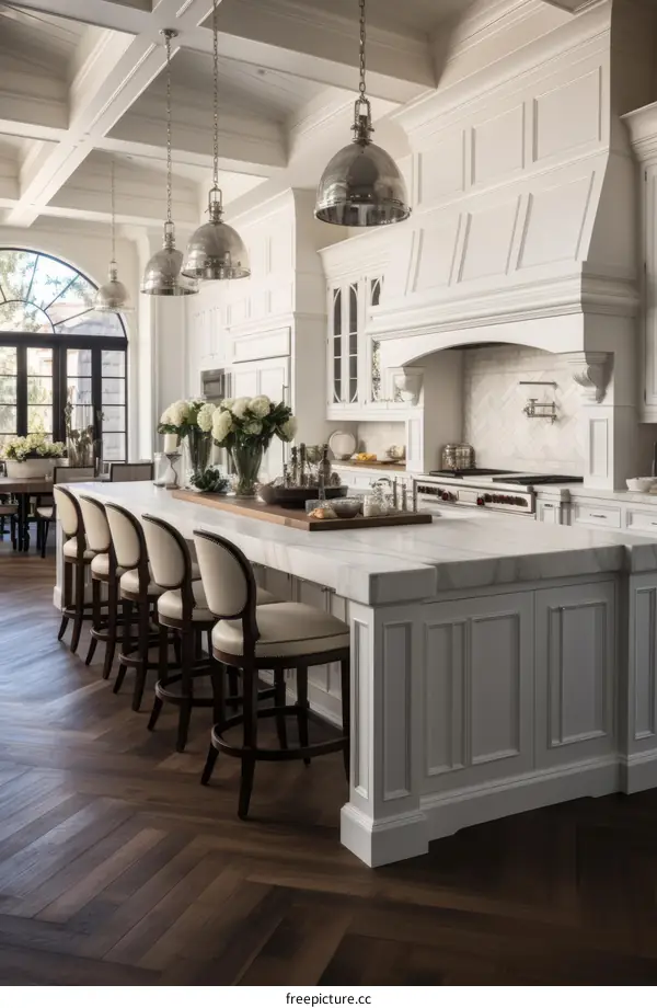 Modern Farmhouse Kitchen With White Cabinets and Hardwood Floors