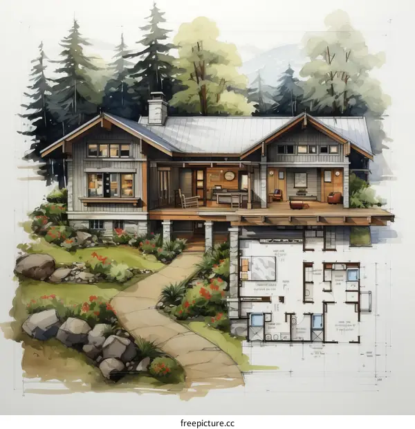 House Plan with Detailed Floor Plan: Cottage Retreat