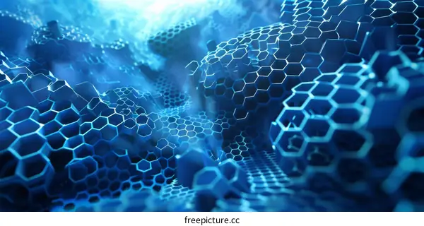 Blue Abstract Background with Hexagons