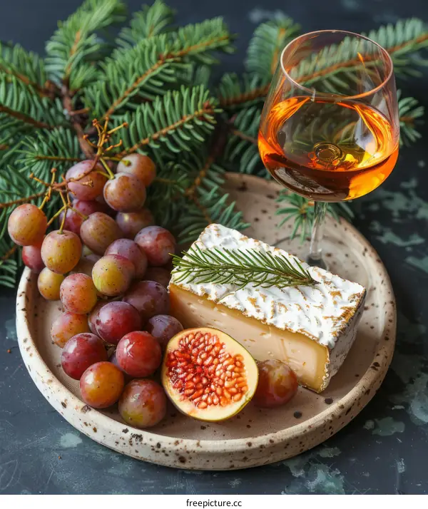 Still Life with Cheese, Grapes, Figs and Wine