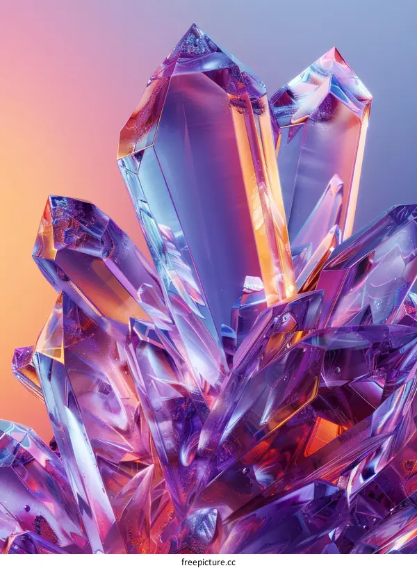 Colorful 3D Crystal Cluster