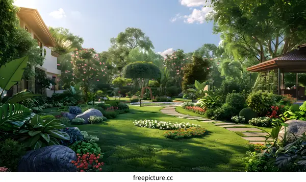 A lush garden landscape design