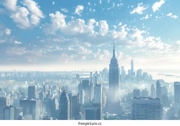 Iconic New York City Skyline at Sunset