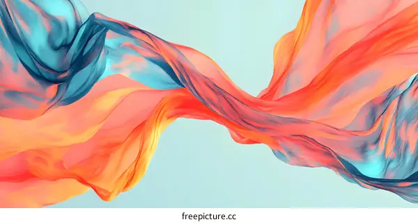 Abstract Flowing Fabric With Blue and Orange Colors