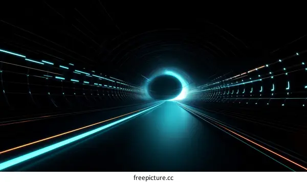 Futuristic Tunnel with Neon Lights