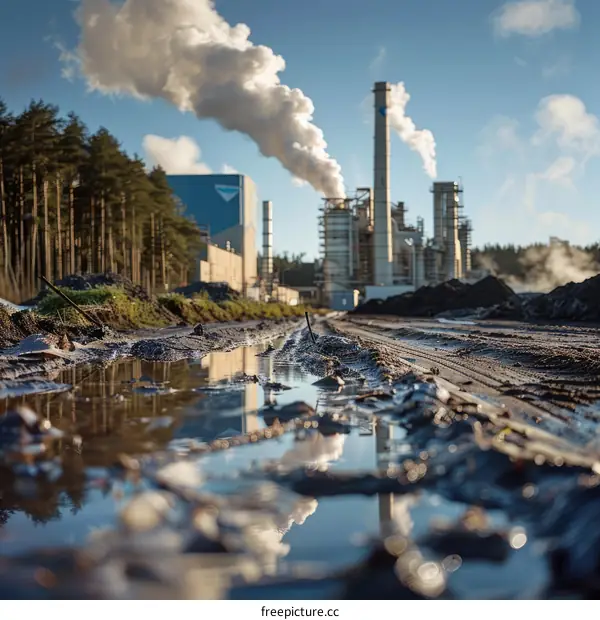 Factory Smoke Emissions Polluting Environment