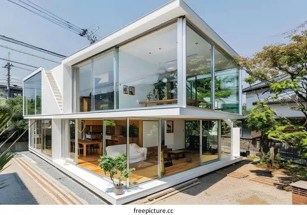 Modern Glass House Exterior Design with Minimalist Style