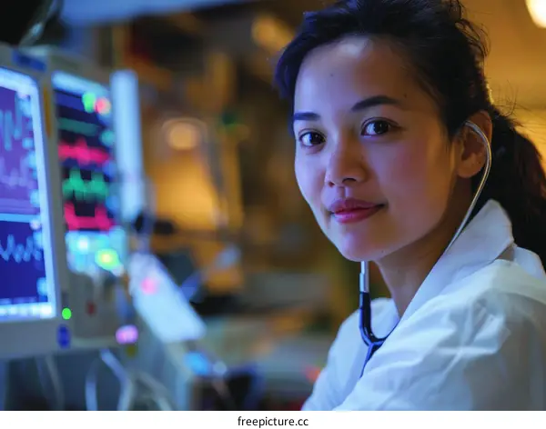 Portrait of a confident female doctor or nurse in a hospital setting