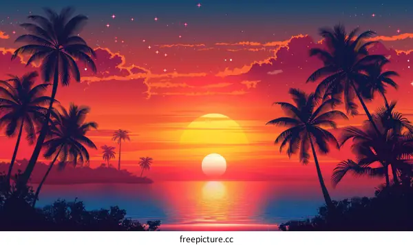 Golden Sunset over a Tropical Paradise