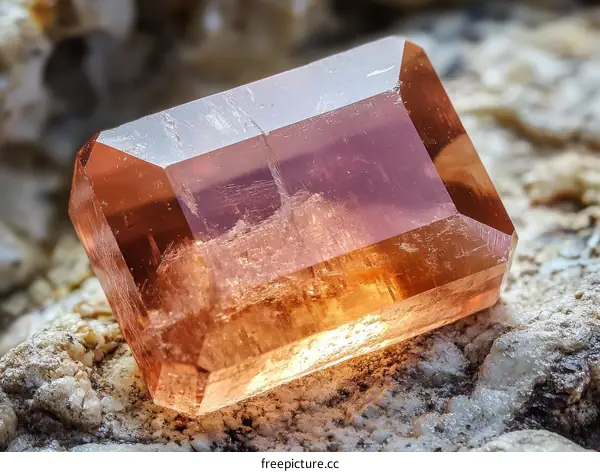 Close-up of a Peach-Colored Gemstone Crystal