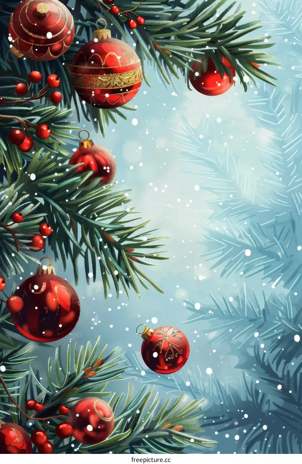 Christmas Tree with Bright Red Ornaments