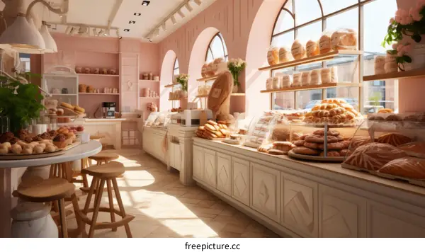 An Array of Pastries and Breads in a Bakery