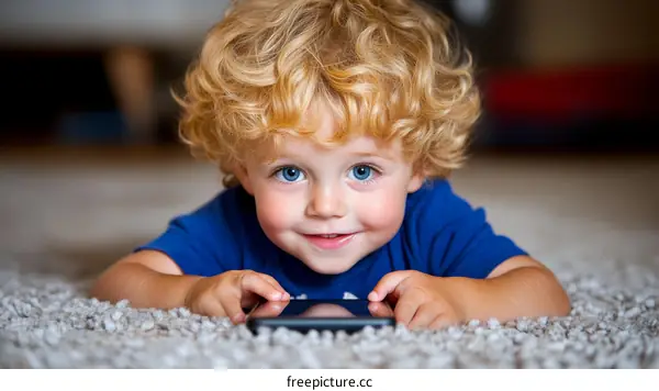 Baby Boy Playing with Tablet at Home