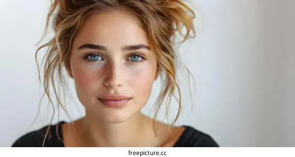 Portrait of a Young Woman with Freckles