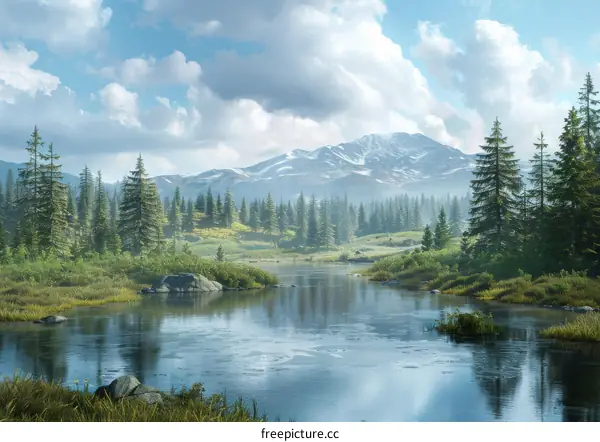 Mountain Creek Flows through a Picturesque Valley