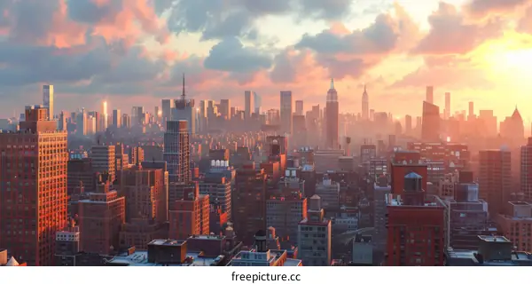 Spectacular Sunset Over Manhattan