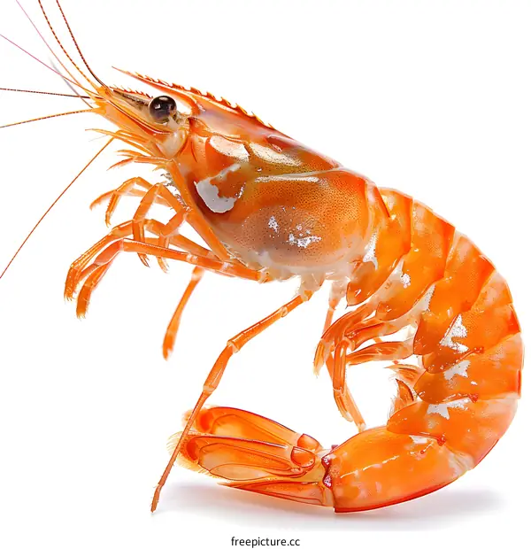 Fresh cooked prawn isolated on white