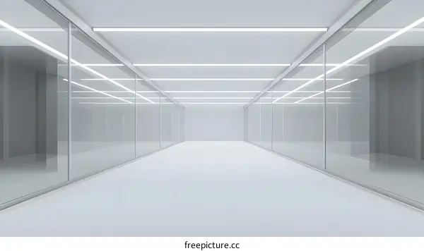 Modern Empty White Room With Glass Walls And Minimalist Design