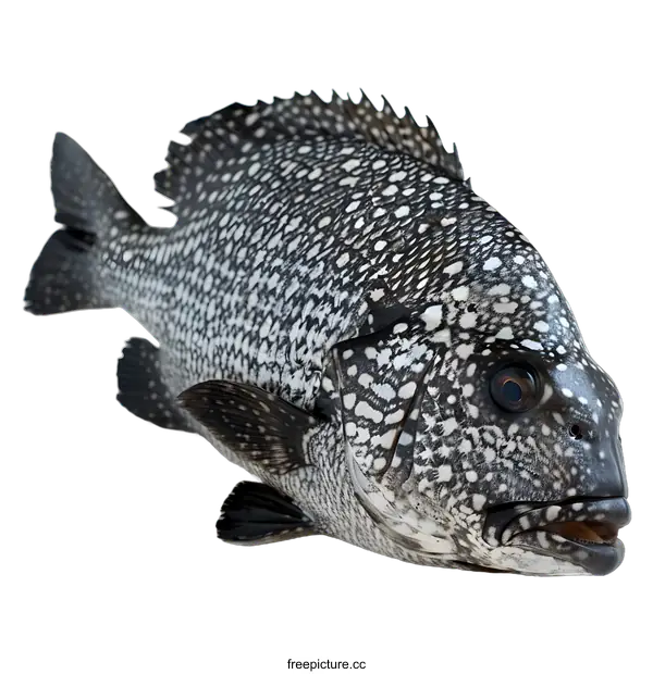 [Transparent Background PNG]Fresh Black Spotted Fish on White Background