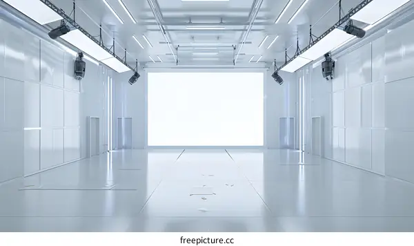 White Interior Studio with Large Blank Wall