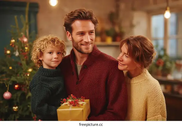 Christmas Family Gathering with Gift