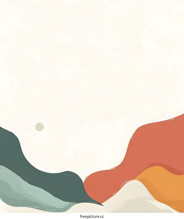 Abstract Landscape with Wavy Mountains and White Background