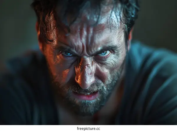 Close Up Portrait of an Angry Man