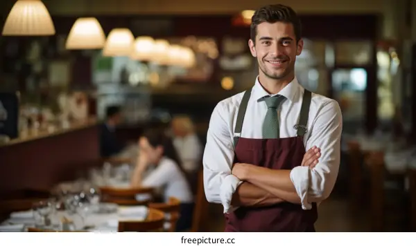 Portrait of a waiter in a restaurant
