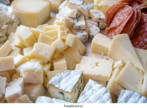Assortment of Cheeses on a Platter