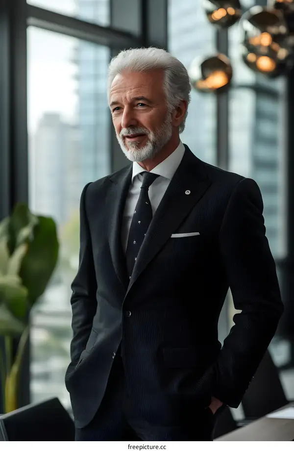 Confident Businessman in Suit Looking Away