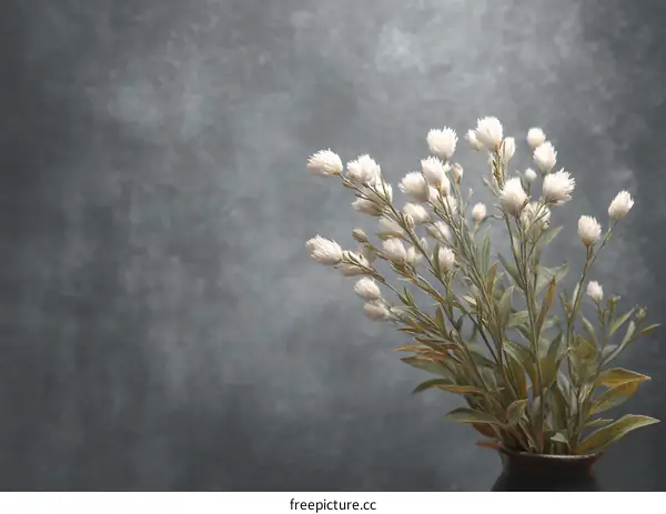 Delicate Bouquet of Fluffy Flowers Against a Gray Background