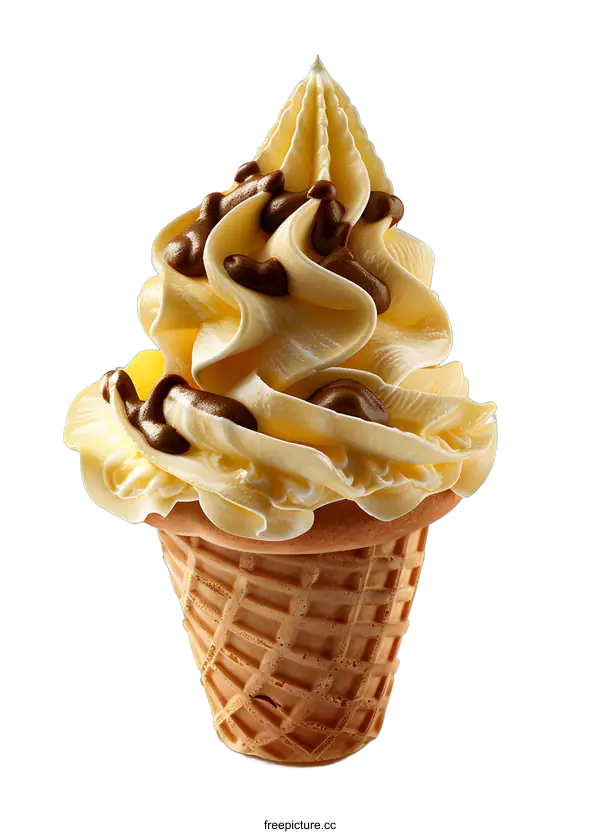[Transparent Background PNG]Close-up of a vanilla soft serve ice cream cone