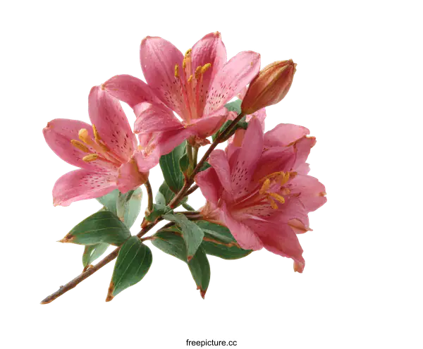 [Transparent Background PNG]Beautiful Pink Alstroemeria Flower Bouquet Close-up