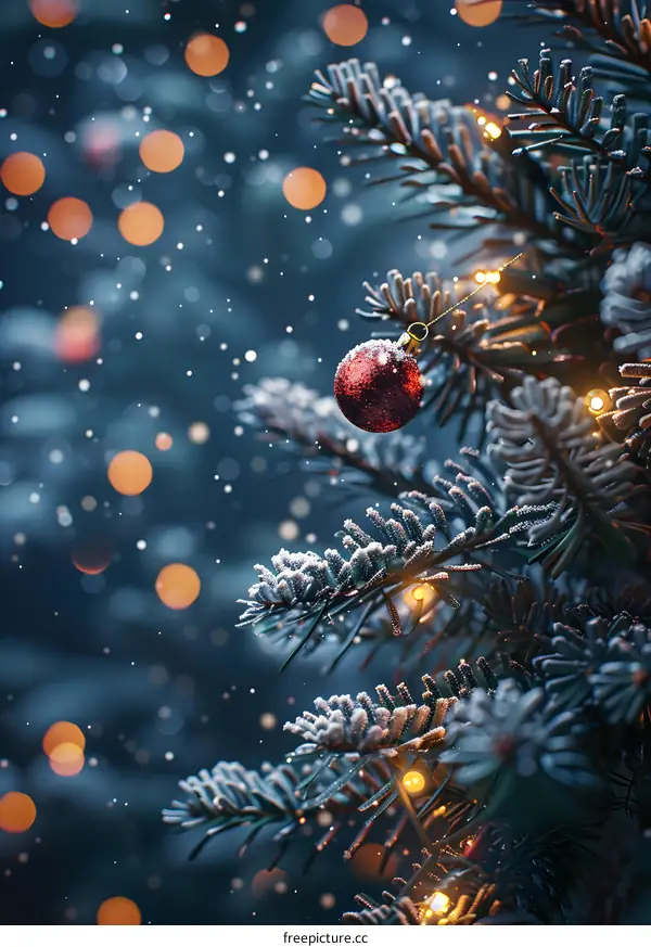 Christmas red ball and lights