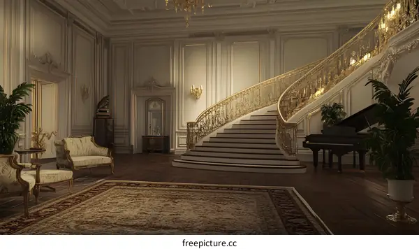 Luxury Mansion Grand Staircase Interior Design