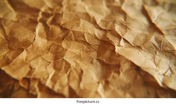 Close-up of Brown Wrinkled Paper Texture