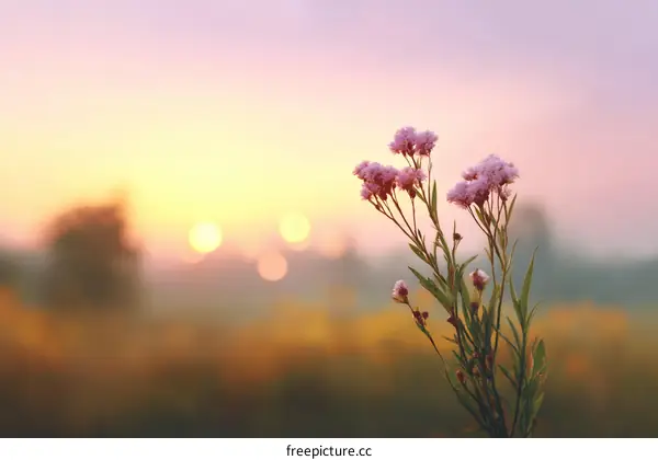 Sunrise Blossoms in a Misty Field