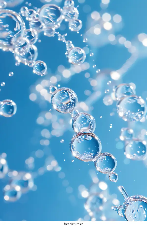Abstract Water Bubbles On Blue Background