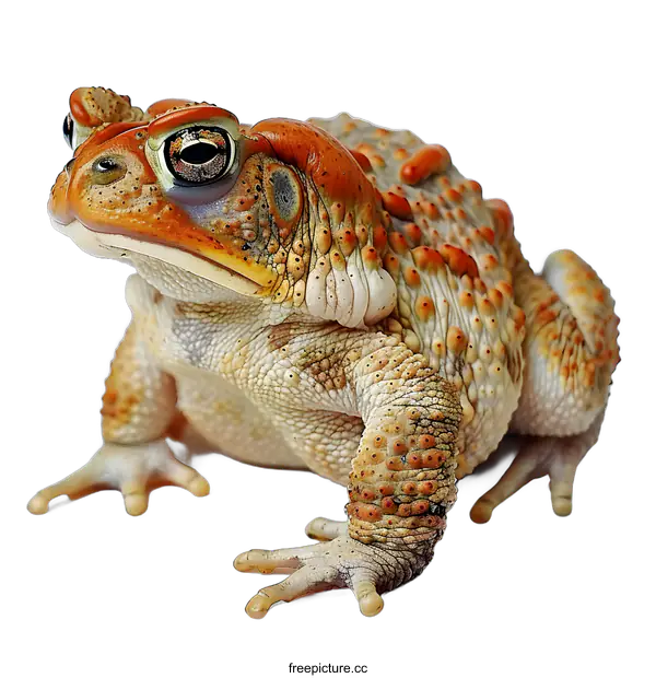 [Transparent Background PNG]A large orange toad sits on a white background